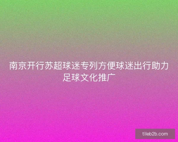 南京开行苏超球迷专列方便球迷出行助力足球文化推广